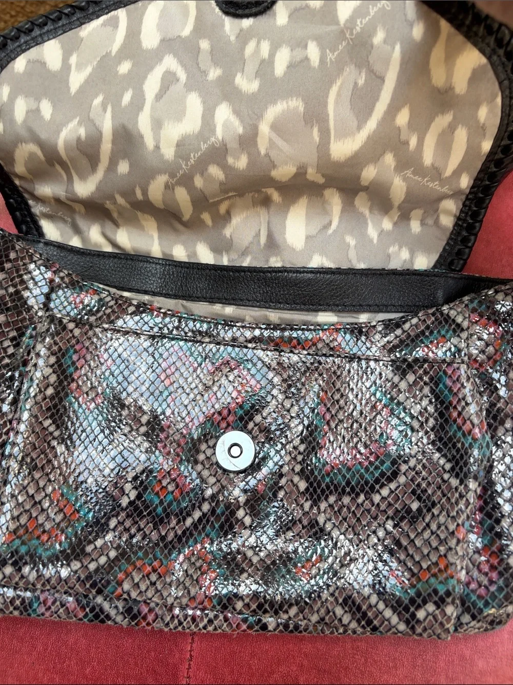 Aimee kestenberg Snake-Print Crossbody Bag in Black with Multicolor Accents